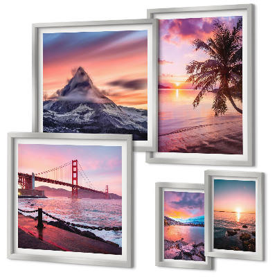 Set de 5 cuadros para salón Paisajes marinos con palmeras