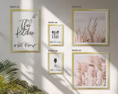 Conjunto de cuadros decorativos con diseño de cocina bohemia y frase me encanta cocinar