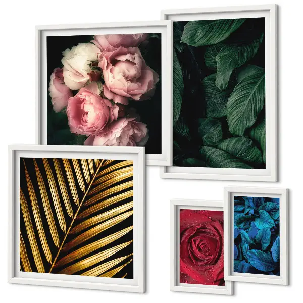 Conjunto de cuadros decorativos con motivos florales y vegetales