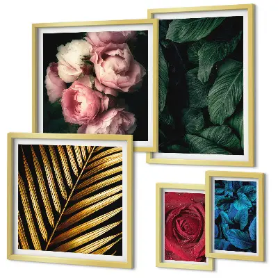 Conjunto de cuadros decorativos con motivos florales y vegetales