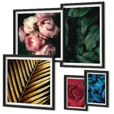 Conjunto de cuadros decorativos con motivos florales y vegetales