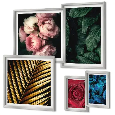 Conjunto de cuadros decorativos con motivos florales y vegetales
