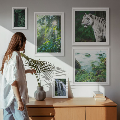 Set de 5 cuadros para salón Animales de la naturaleza tropical