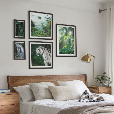Set de 5 cuadros para salón Animales de la naturaleza tropical