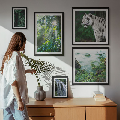 Set de 5 cuadros para salón Animales de la naturaleza tropical