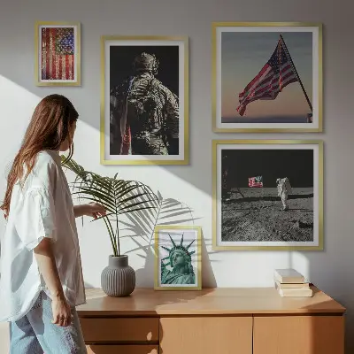Conjunto de cuadros decorativos temática de simbolismo estadounidense de la historia
