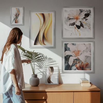 Pared galería de arte Flores abstractas con estilo