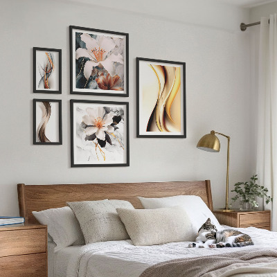 Pared galería de arte Flores abstractas con estilo