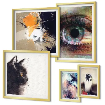 Conjunto de cuadros decorativos retratos de arte moderno abstracto