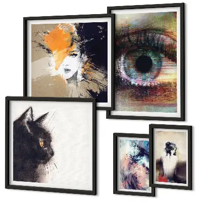 Conjunto de cuadros decorativos retratos de arte moderno abstracto