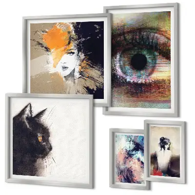 Conjunto de cuadros decorativos retratos de arte moderno abstracto