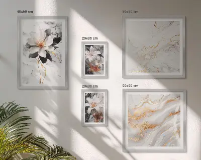 Pared galería de arte flores con diseño de mármol elegante
