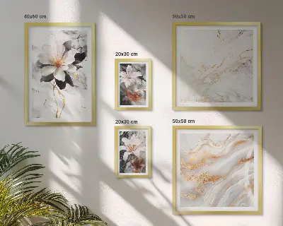 Pared galería de arte flores con diseño de mármol elegante