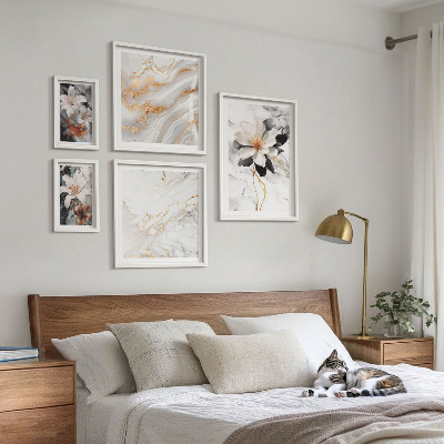 Pared galería de arte Flores mármol elegancia