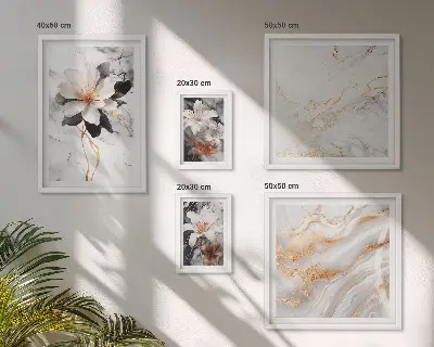 Pared galería de arte flores con diseño de mármol elegante