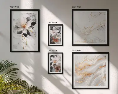 Pared galería de arte flores con diseño de mármol elegante