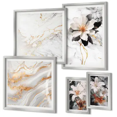 Pared galería de arte flores con diseño de mármol elegante