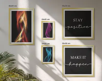 Conjunto de cuadros decorativos con frases, patrones de luz e inspiraciones