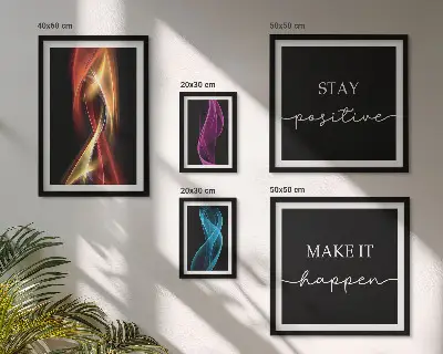 Conjunto de cuadros decorativos con frases, patrones de luz e inspiraciones