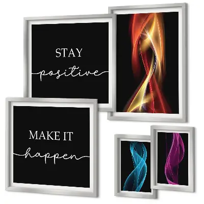 Conjunto de cuadros decorativos con frases, patrones de luz e inspiraciones