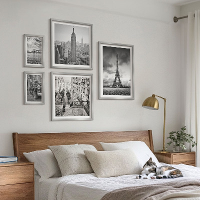 Set de 5 cuadros para salón Iconos arquitectónicos de paisajes urbanos