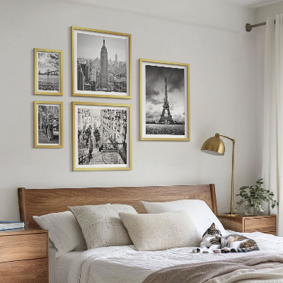 Set de 5 cuadros para salón Iconos arquitectónicos de paisajes urbanos