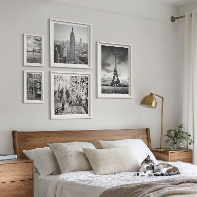 Set de 5 cuadros para salón Iconos arquitectónicos de paisajes urbanos