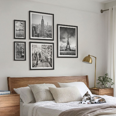 Set de 5 cuadros para salón Iconos arquitectónicos de paisajes urbanos