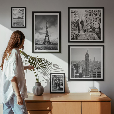 Set de 5 cuadros para salón Iconos arquitectónicos de paisajes urbanos