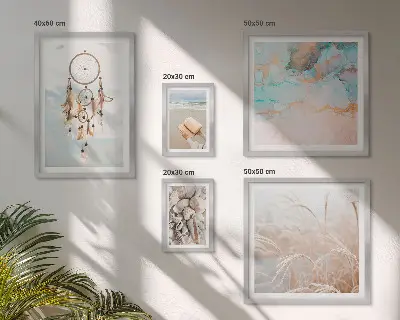 Pared galería de arte diseño de sueños bohemios con motivos de playa y naturaleza