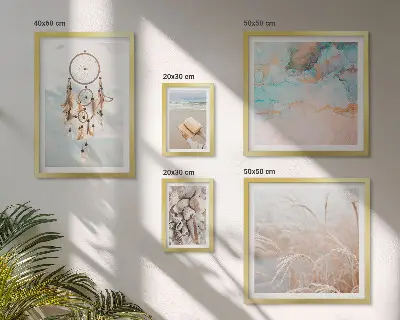 Pared galería de arte diseño de sueños bohemios con motivos de playa y naturaleza