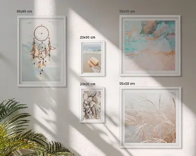 Pared galería de arte diseño de sueños bohemios con motivos de playa y naturaleza