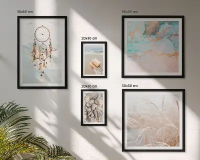 Pared galería de arte diseño de sueños bohemios con motivos de playa y naturaleza