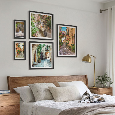 Set de 5 cuadros para salón Calles encantadoras con flores