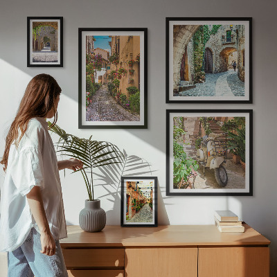 Set de 5 cuadros para salón Calles encantadoras con flores