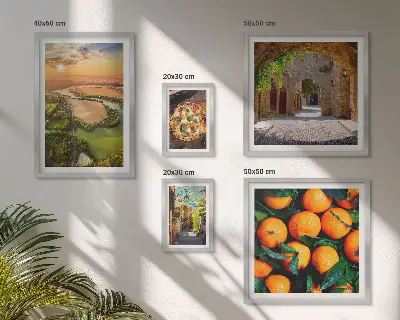 Set de 5 cuadros para salón con paisajes naturales de estilo italiano