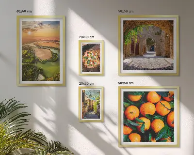 Set de 5 cuadros para salón con paisajes naturales de estilo italiano