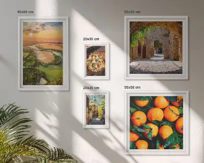 Set de 5 cuadros para salón con paisajes naturales de estilo italiano