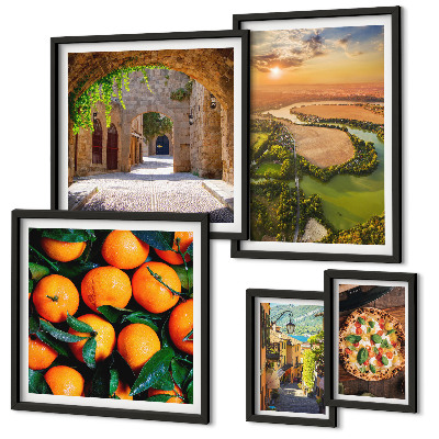 Set de 5 cuadros para salón Paisajes naturales con sabor italiano