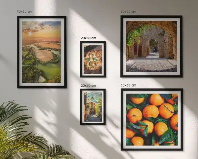 Set de 5 cuadros para salón con paisajes naturales de estilo italiano