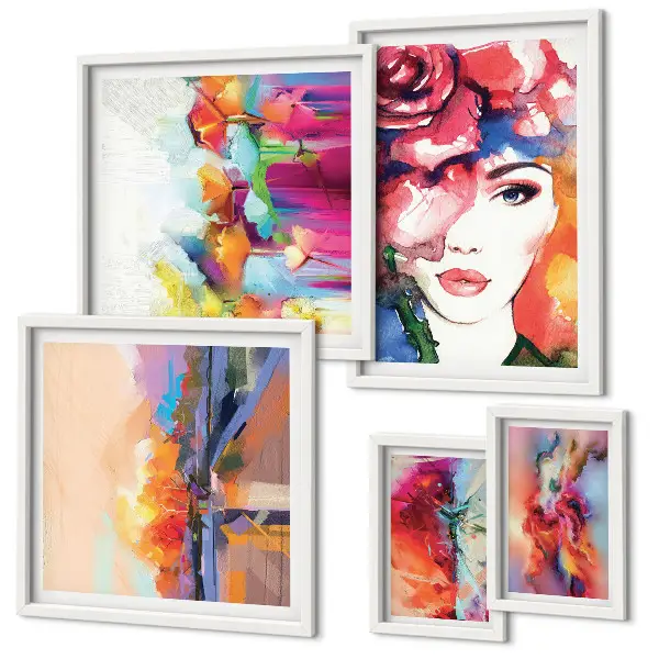 Retratos abstractos coloridos para pared de galería de arte