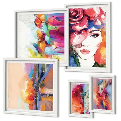 Retratos abstractos coloridos para pared de galería de arte