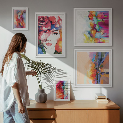 Pared galería de arte Retratos abstractos coloridos