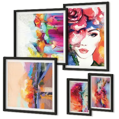 Retratos abstractos coloridos para pared de galería de arte