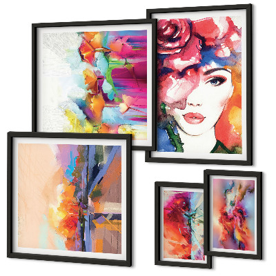 Pared galería de arte Retratos abstractos coloridos