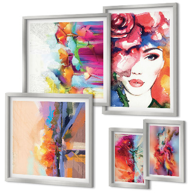 Pared galería de arte Retratos abstractos coloridos