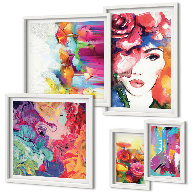 Conjunto de cuadros decorativos Retratos abstractos coloridos