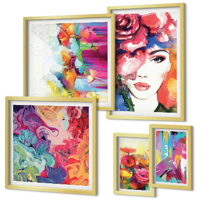 Conjunto de cuadros decorativos Retratos abstractos coloridos