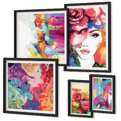 Conjunto de cuadros decorativos Retratos abstractos coloridos
