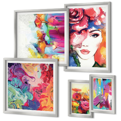 Conjunto de cuadros decorativos Retratos abstractos coloridos